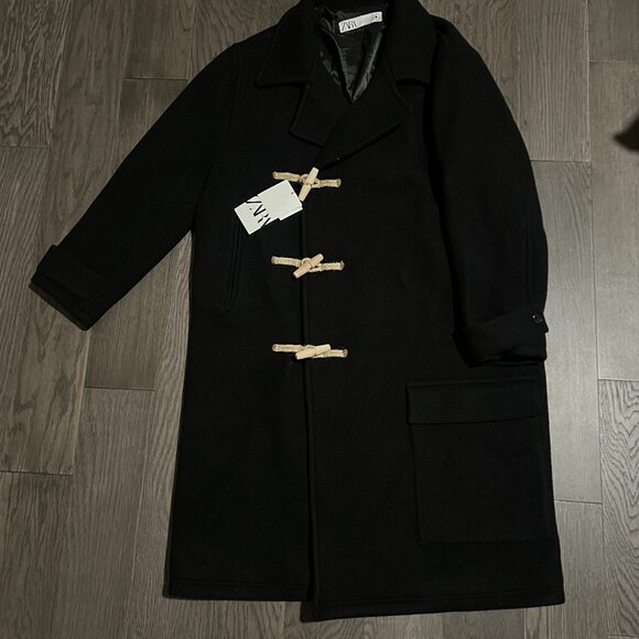 ZARA ZW LIMITED EDITION WOMEN BLACK WOOL TOGGLE COAT SIZE M NWT 349$ - Picture 11 of 12